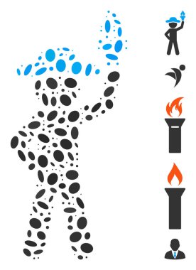 Oval Mosaic Gentleman with Freedom Torch