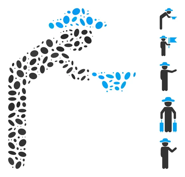 Collage ovale gentilhomme mendiant — Image vectorielle