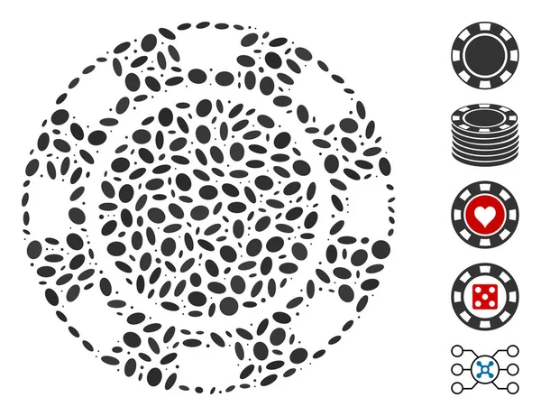 Oval Collage Casino Chip — Stock vektor