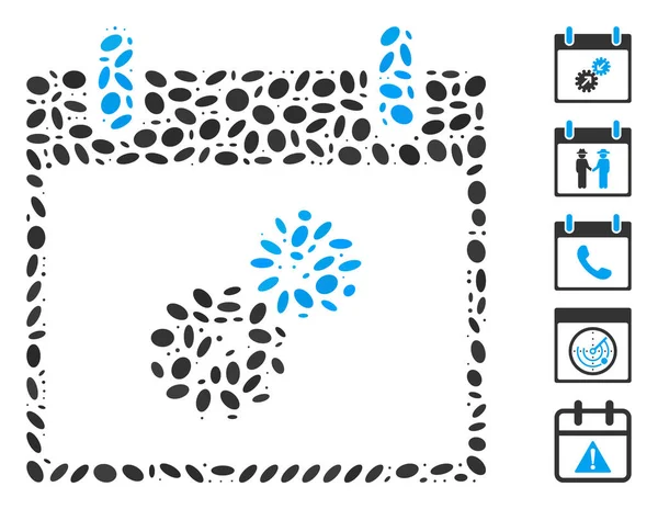 Ellipse Mosaic Gears Intégration Calendrier Jour — Image vectorielle