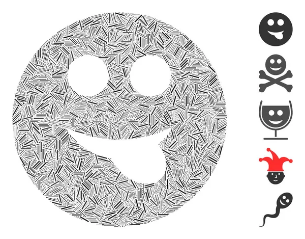 Hatch Mozaïektong Smiley — Stockvector