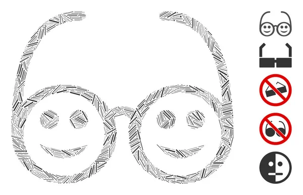 Dash Collage Happy Spectacles — Stok Vektör