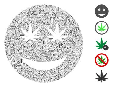 Line Collage Cannabis Smiley Smile