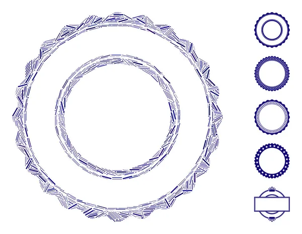 Line Mosaic Double Rosette Circular Frame — 图库矢量图片