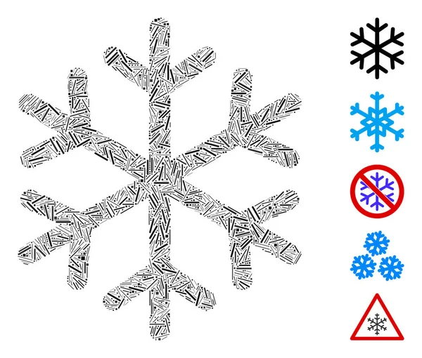 Hatch Collage Snowflake — Stockvector