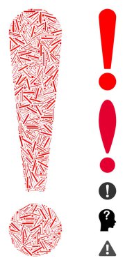 Line Collage Exclamation Sign