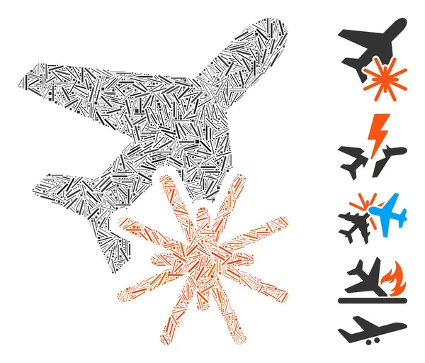 Línea Collage Aiplane Explosion — Archivo Imágenes Vectoriales