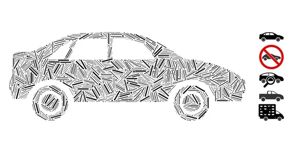 Hatch Mosaic Sedán icono del coche — Vector de stock