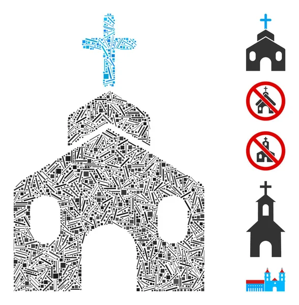Line Mosaic Church Building Icon — Stockový vektor