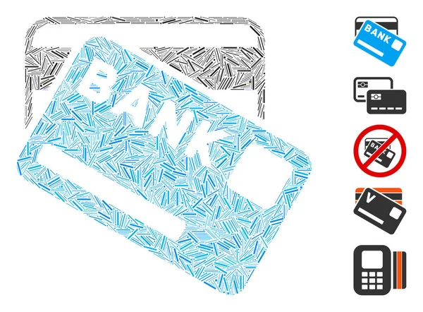 Icona delle carte bancarie del collage del cappello — Vettoriale Stock