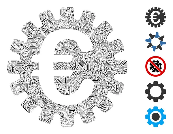 Ligne Collage Euro Cog Icône — Image vectorielle