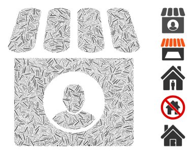 Line Collage Shop Seller Icon