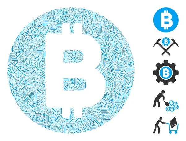 Hatch Collage Bitcoin Ikone — Stockvektor