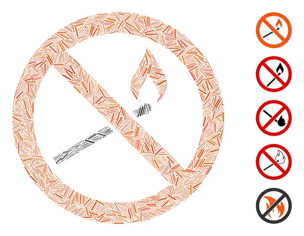 Dash Collage prohibido partido icono de fuego — Vector de stock