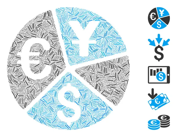 Dash Collage Monnaie Graphique à secteurs Icône — Image vectorielle