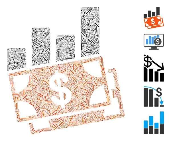Hatch Mosaico Bar Icona del grafico di vendita — Vettoriale Stock
