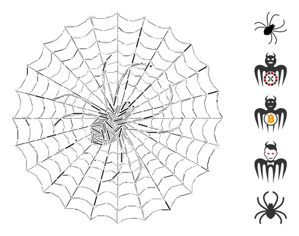 Line Collage Spider Net Icon — Stockový vektor