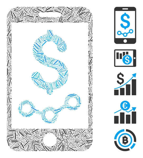 Line Collage Mobile Sales Report Pictogram — Stockvector