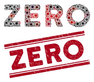 Tehlike Sıfır Kırmızı Damga Mührü ve Koronavirüs Mozaik Metni