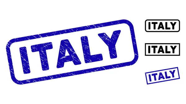 Scratched Italy Rectangular Stamp Seals — Stok Vektör