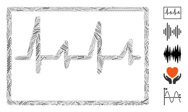 Line Collage Cardiogram — стоковий вектор