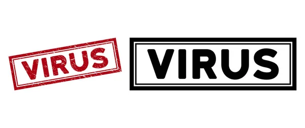 Sceau de cadre de rectangle de virus rayé — Image vectorielle