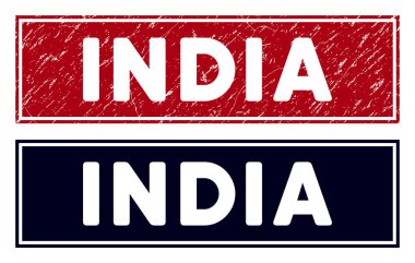 Grunge Hindistan Dikdörtgen Mühür Mührü