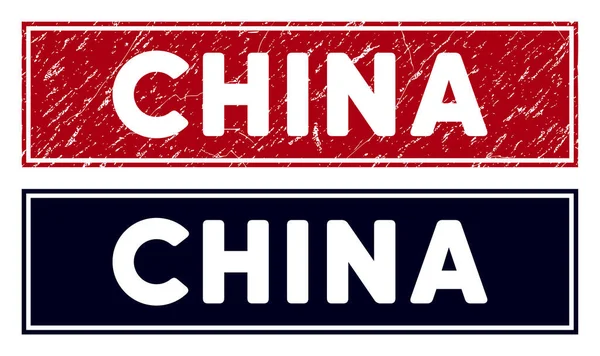 Distress China Rectangular Seal — Stock Vector