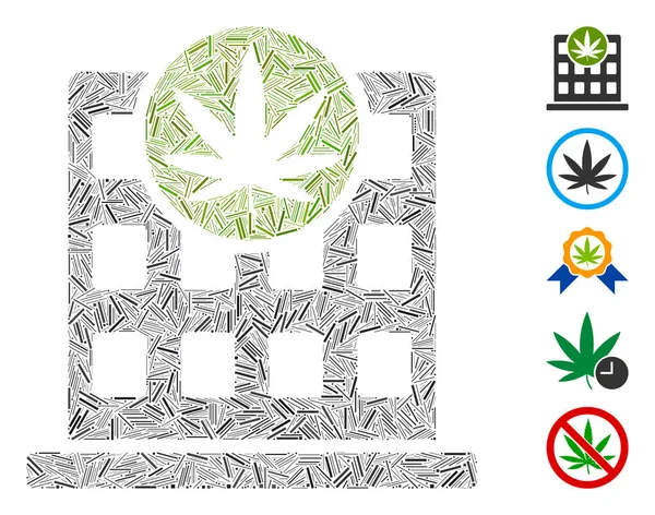 Line Mosaic Cannabis Building — Stockový vektor