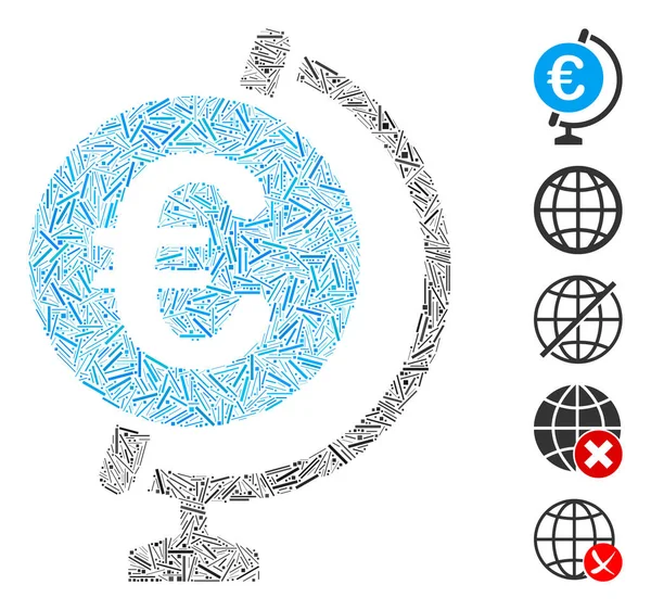 Hatch Collage Euro Globe — стоковий вектор