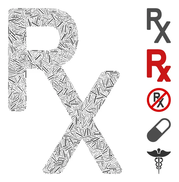 Dash Μωσαϊκό Rx Ιατρικό Σύμβολο — Διανυσματικό Αρχείο