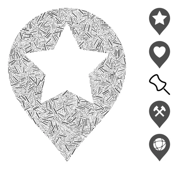 Hatch Collage Star Map Marker — Stock Vector