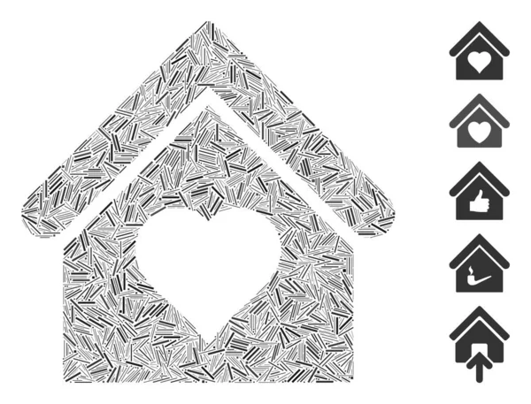 Hatch Mosaic Love House — Stock Vector
