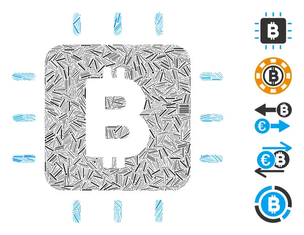 Hatch Collage Bitcoin Chip — Stockvektor