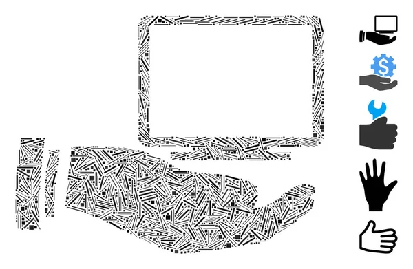 Hatch Mosaico Oferta de ordenador Mano — Archivo Imágenes Vectoriales