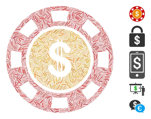 Hatch Collage Dollar Casino Chip — Vector de stock
