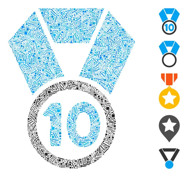 Dash Mosaico 10Th Lugar Medalla — Vector de stock