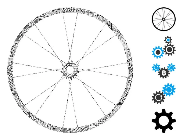 Line Mosaic Bike Wheel — Stock Vector