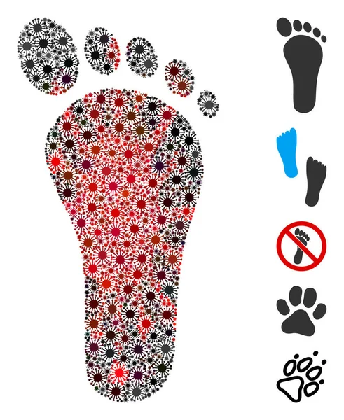 Coronavirus Collage Human Footprint Icon — Stock vektor