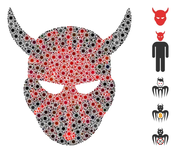Icono de cabeza de demonio mosaico Coronavirus — Vector de stock