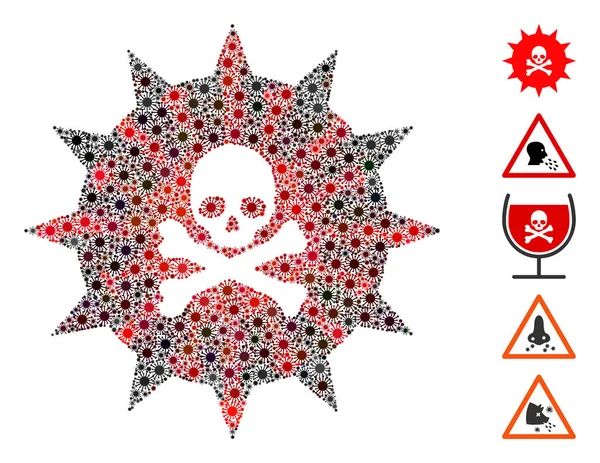 Coronavirus Mosaico Toxina Viral Icono — Archivo Imágenes Vectoriales