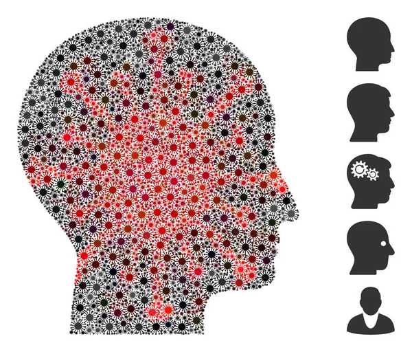 Coronavirus Collage Human Head Icon — Wektor stockowy