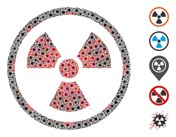 Icona Coronavirus Mosaico Radiazione Pericolo — Vettoriale Stock