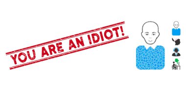 Mozaik Kel Bürokrat Simgesi ile Aptal Ünlem Damgasısınız