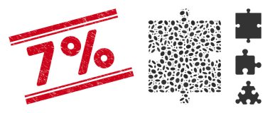Mozaik Bulmaca Bölüm Simgesi ile% 7 Çizili Satır Damgası