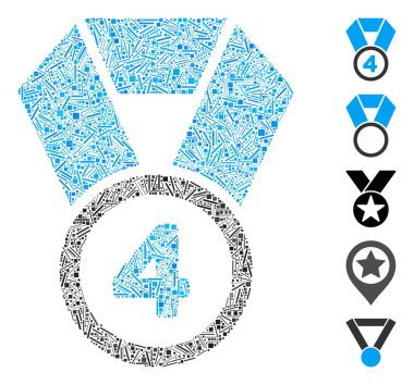 Mozaik, 4. sıradaki madalya ikonuna dayanıyor. Mozaik vektör 4. Madalya rastgele çizgi benekleri ile oluşturulmuştur. İkramiye simgeleri eklendi.