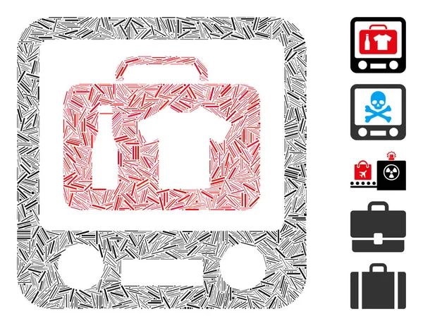 Hatch Mosaic Basado Icono Detección Rayos Equipaje Mosaic Vector Baggage — Vector de stock