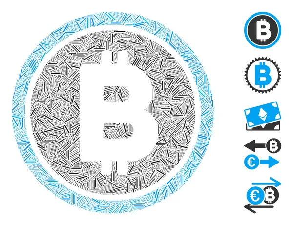 Hatch Mosaic Baseado Ícone Moeda Bitcoin Mosaico Vetor Bitcoin Moeda —  Vetores de Stock