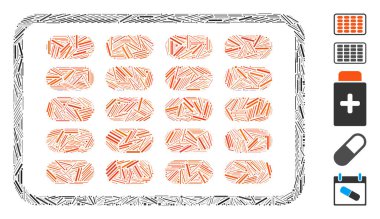 Kabarcık simgesine dayalı bir çizgi mozaiği. Mozaik taşıyıcı kabarcıkları rastgele çizgi elementleriyle oluşturulur. İkramiye simgeleri eklendi.