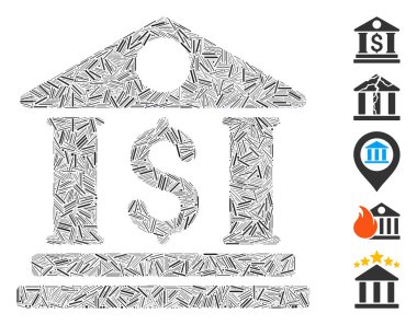 İş merkezi simgesine dayalı Hatch Mozaik. Mozaik vektör iş merkezi dağınık ambar elementleriyle tasarlanmıştır. İkramiye simgeleri eklendi.